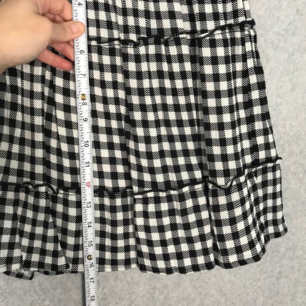 Pink Rose Skirt Womens Small Black White Ruffle Check Gingham Plaid‎ Tiered Twee - Picture 5 of 8